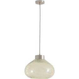 Metro Lane Corinne Twill Clear Glass Brushed Gold Capped Ceiling Light with Bulb - Green Pendant Lamp