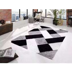 Ivy Bronx 3D Shaggy Rugs Modern Geometric Design Large Area Rugs 160 x 230 cm Black, White
