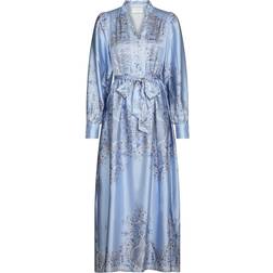 Neo Noir Nova Paisley Border Dress - Light Blue
