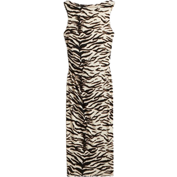 H&M Open Back Bodycon Dress - Cream/Zebra Print