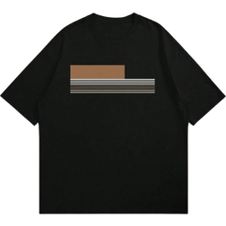 Shein Men Summer Striped Print Round Neck Short Sleeve Casual TShirt