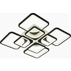 Blue Elephant Flausch 8-Light Modern Dimmable LED Mount with Remote, Rectangle Acrylic Chandelier - White (11.9 cm H x 60 cm W x 60 cm D) Ceiling Flush Light 60cm