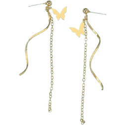 Shein 1pair Metallic Fringe & Butterfly Drop Earrings, Wedding Gift