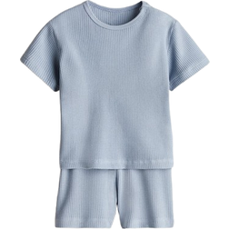 H&M Waffled Cotton Set 2-piece - Light Dusty Blue (1227624004)