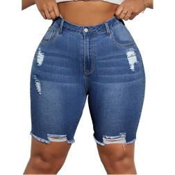 Shein Plus Trendy Distressed Denim Shorts