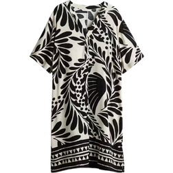 H&M Viscose Tunic Dress - White/Black Patterned