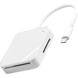Ohulelks 4 i 1 Minneskortläsare Adapter Typ C USB-C Smart Media OTG M2 SD SM XD