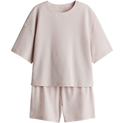 H&M Waffled Pyjamas - Pale Pink