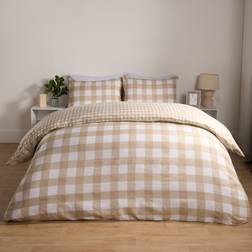 OHS Reversible Gingham Bedding Set - Duvet Cover Natural (230x220cm)