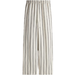 H&M Linen Blend Trousers - Light Beige/Striped