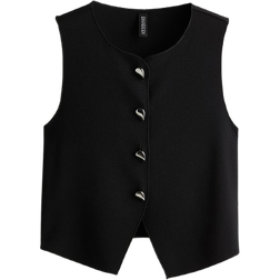 H&M Cropped Jersey Waistcoat - Black