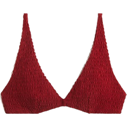 H&M Gesmoktes Triangel Bikinitop - Dark Red