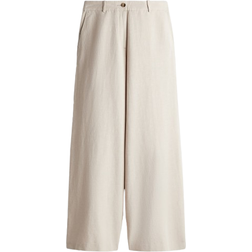 H&M Wide Leg Linen Blend Pants - Light Beige