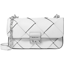 Michael Kors Tribeca Small Woven Leather Shoulder Bag - White