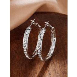 Shein Cubic Zirconia Decor Hoop Earrings