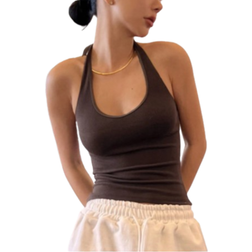 Shein Damen Sommerfeste Farbe Slim Fit Halter Neck Tank Top