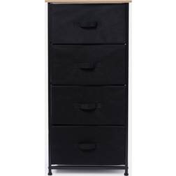 OHS Brooklyn 4 Drawer Fabric Black Storage Cabinet 45x94cm