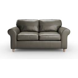 Dunelm Flori Classic Leather Grey Sofa 176cm 2 Seater
