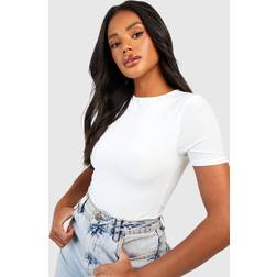 boohoo Womens Double Layer Slinky Fitted T-Shirt - White