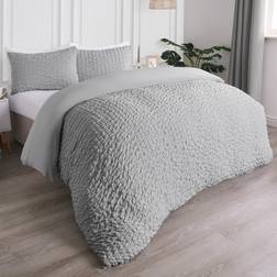 OHS Luxury Seersucker Duvet Cover Grey (200x200cm)
