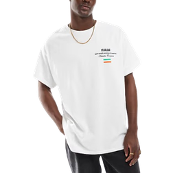 ASOS DESIGN Oversized T-Shirt - White/Limoncello Print