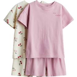 H&M Cotton Pajamas 2-pack - Dusty Pink/Cherries (1272043006)