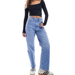 ASOS DESIGN Ankellånga Jeans Med Komfortstretch Och Raka Ben - Blå