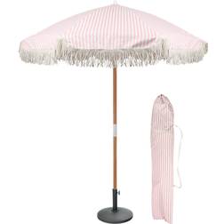 Harbour Housewares Tassel Fringed Wooden Garden Parasol Set 220cm H x 140cm W x 55.1cm D