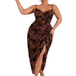 Shein Plus Size V-Neck Spaghetti Strap Dress - Black