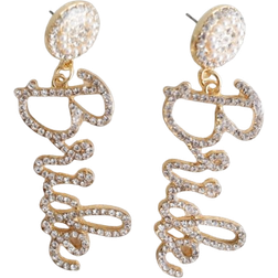 Shein Rhinestone Letter Decor Drop Earrings