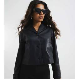 River Island Petite Faux Leather Blazer - Black