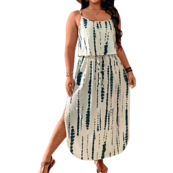 Shein Soft TieDye Plus Dress With Slit And Cinched Waist