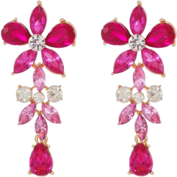 Shein 1pair Fashionable Geometric Shape Colorful Rhinestone Decor Long Palace Style Flower Dangle Earrings For Women, Statement Trendy Accessory, Gift