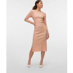Vero Moda Vmjulia LS Boatneck Calf Dress - Rosa