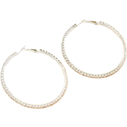 Shein Fashionable Full Rhinestone Silver/golden Hoop Earrings For Women