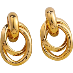 Shein 1pair Fashionable Zinc Alloy Circle Drop Earrings For Women For Daily Decoration