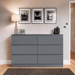 Fwstyle Carlton 6 Wide Matt Dark Chest of Drawer 110x77cm