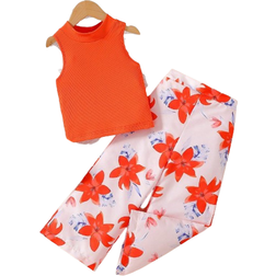 Shein Girls Casual Summer Resort Playwear Set - Flowy Sleeveless Top