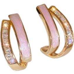 Shein Cubic Zirconia Decor Hoop Earrings
