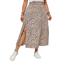 Shein Plus Tropical Split Floral Printed Womens Skirt
