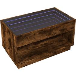 vidaXL Med Infinity LED-lys 90x50x50 cm Røget Egetræsfarve Sofabord 50x90cm