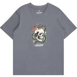 Jack & Jones Maglietta Joranatomy Skull Tee Ss Crew Neck Grigio Basalto/Verde/Nero/Bianco Naturale
