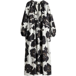 H&M Damen Oversized Kleid mit Kordelzügen Weiß