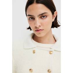 H&M Double-Breasted Bouclé Cardigan - White