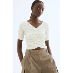 H&M Textured Draped Top - White
