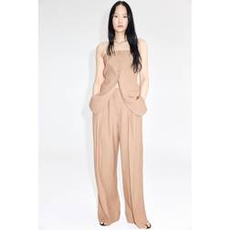 H&M Dam Brun Vid Byxa I Linmix - Mörkbeige