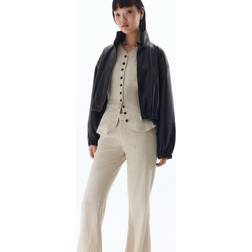 H&M Linen-Blend Tailored Trousers - Light Beige