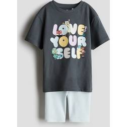 H&M Girls 2-Piece Printed Set - Grey