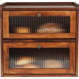 Ebern Designs Double-Decker Wooden Bin Vintage Front-Opening Storage Bread Box