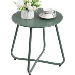 HollyHOME Beistelltisch Outdoor Klein Gartentisch Rund Beistelltisch Metall Wetterfest Grün Balkontisch